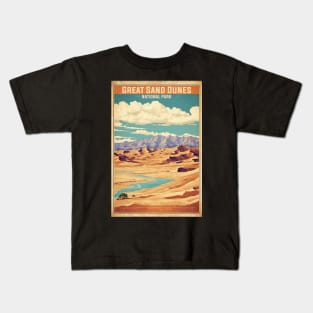 Great Sand Dunes National Park Colorado USA Vintage Travel Retro Tourism Kids T-Shirt